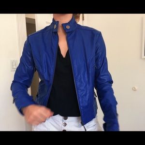 Royal blue leather jacket